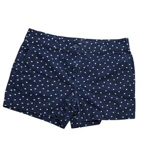 Loft Outlet Navy Blue Polka Dot 4 Inch Chino Shorts Size 8 Mid Rise Casual